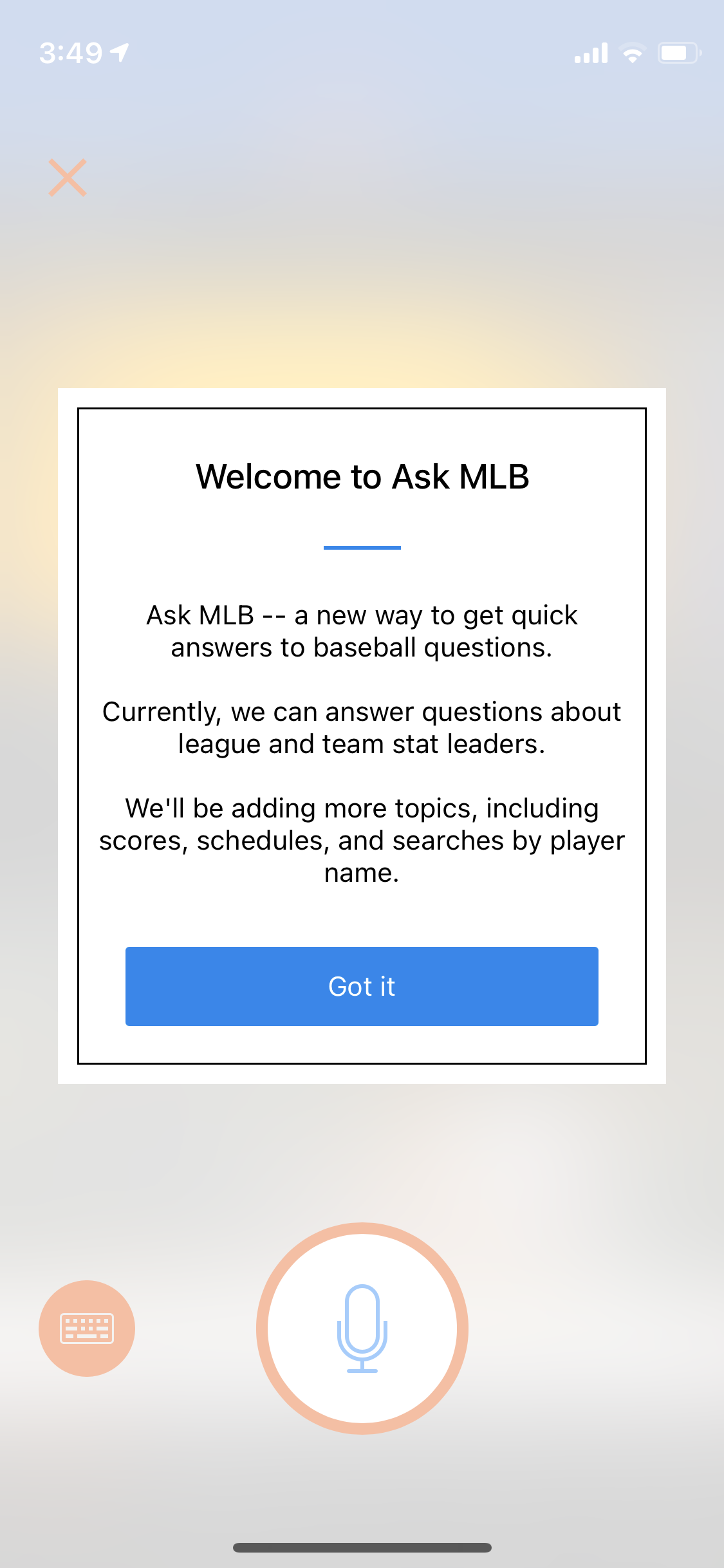 Voice Stats Lookup in MLB App