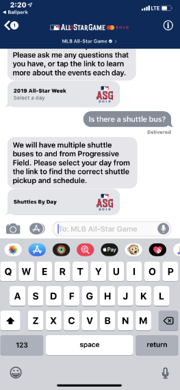 Apple Business Chat All-Star Game concierge